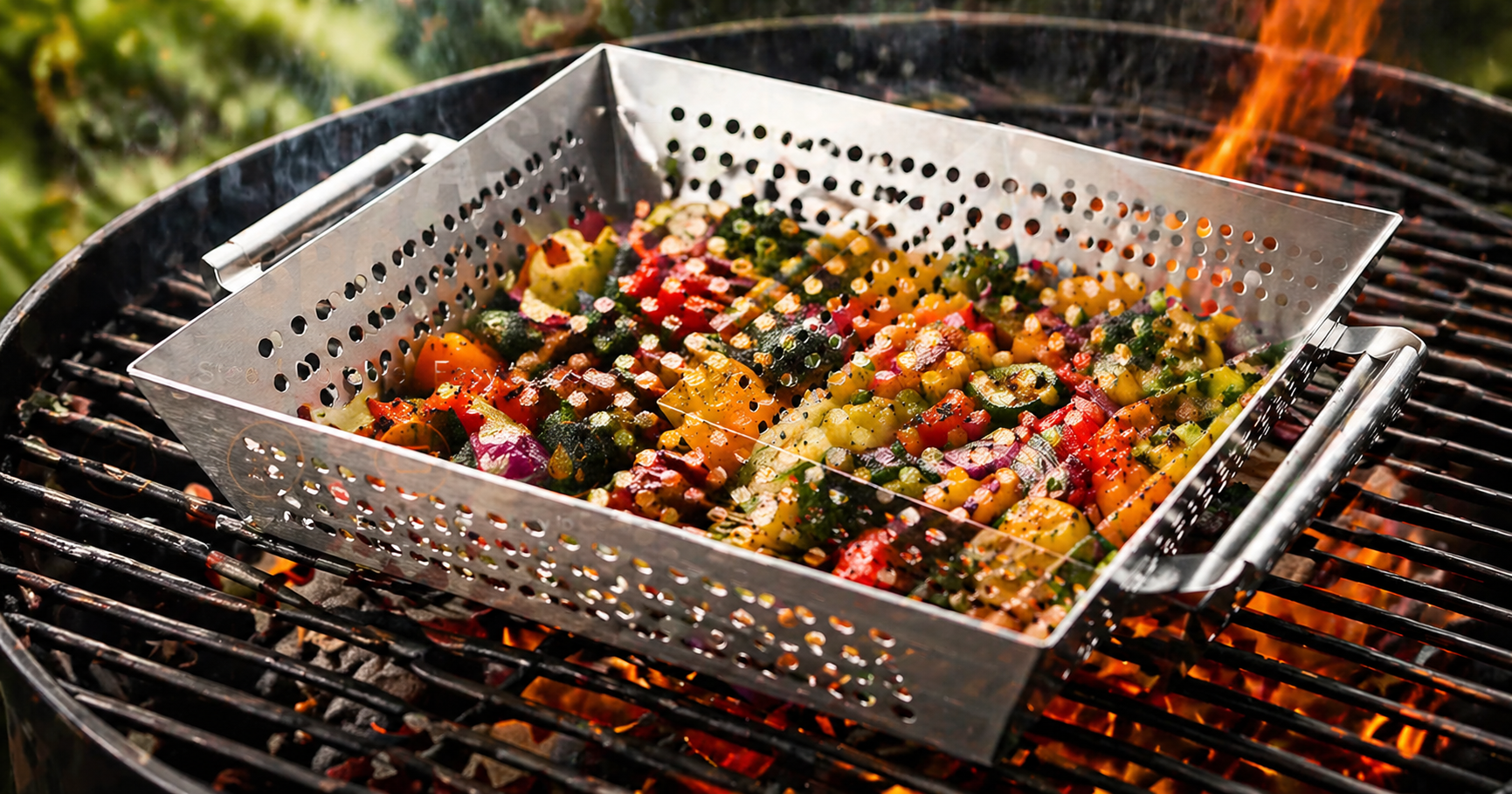 Stainless Steel Grill Basket for BBQ - Perfect for Vegetables and Meat