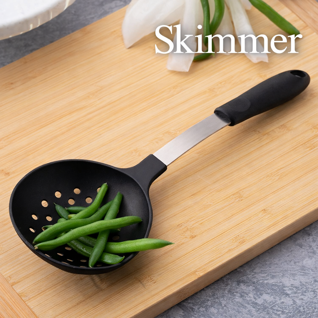 Non-Scratch Skimmer Spoon – Heat-Resistant Slotted Ladle – 13.25
