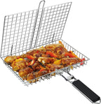 Braai Basket Stainless Grill Flipper W' Wooden Handle