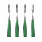 Set of 4 Cocktail Forks with Green Acrylic Handles – Stainless Steel