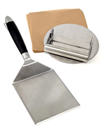 Smash Burger Press Kit – Stainless Steel Burger Press, Wide Spatula & Non-Stick Paper Sheets