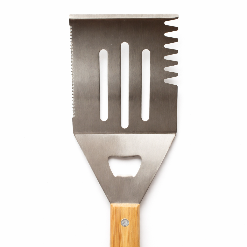 Multi-Tool Grilling Spatula with Bottle Opener and Bamboo Handle