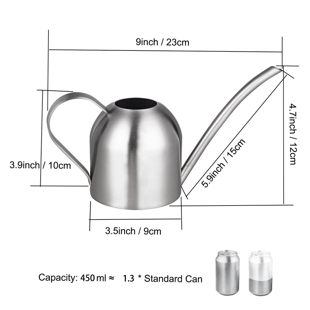 Watering Can House Watering Can for Indoor Plants Orchid Bonsai Desk Office Stainless Steel Watering Can with Long Spout, 15Oz/450Ml