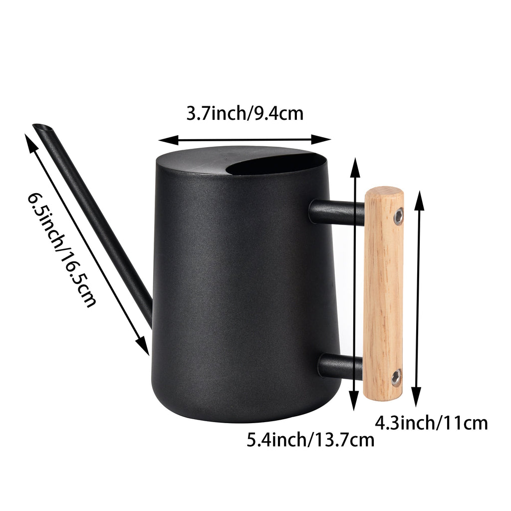 Watering Can for Indoor Plants Stainless Steel Modern Watering Can with Long Spout and Wooden Handle, 35Oz