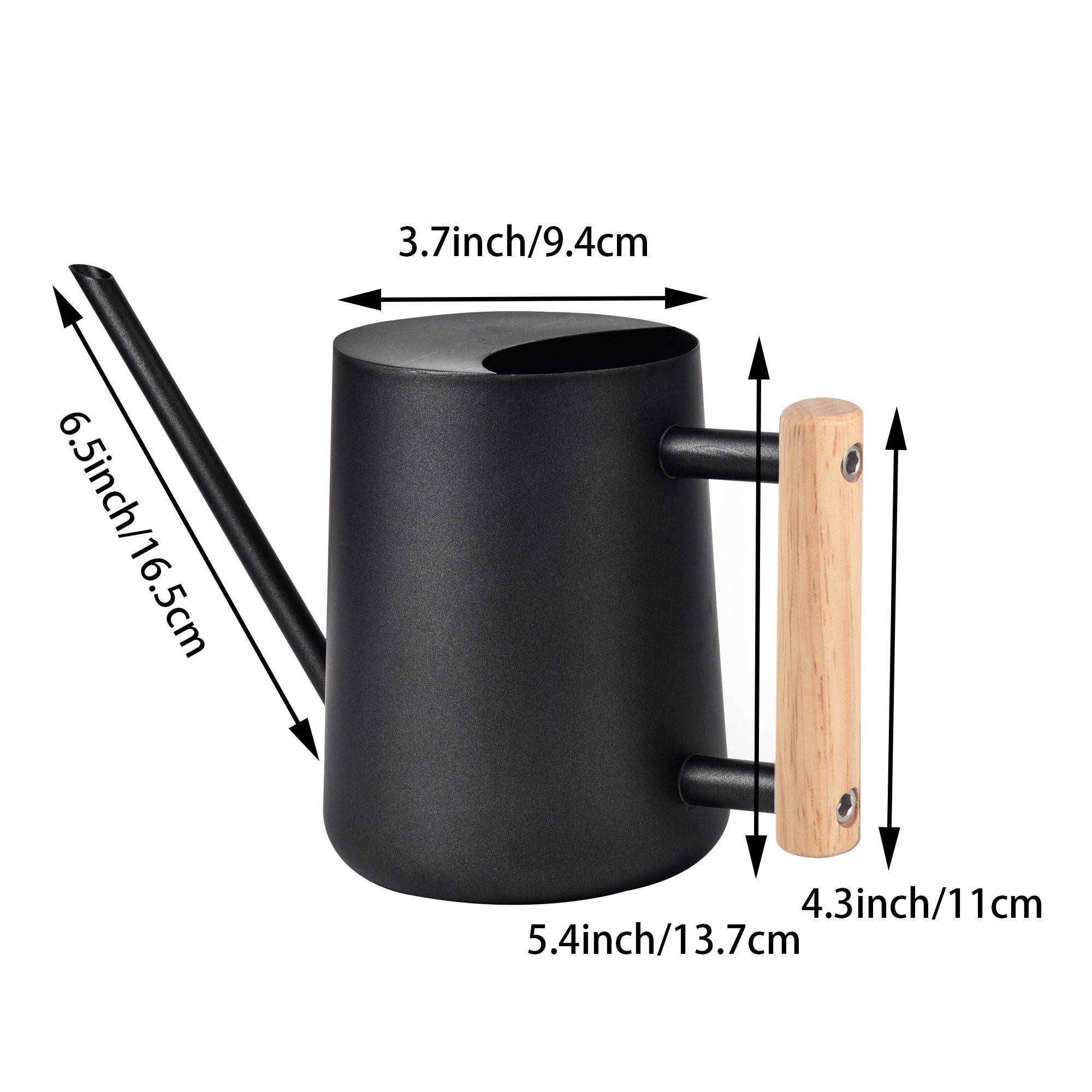 Watering Can for Indoor Plants Stainless Steel Modern Watering Can with Long Spout and Wooden Handle, 35Oz