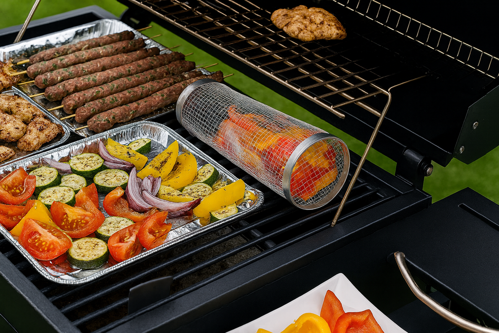 Rolling Grill Basket for Even Cooking – Stainless Steel Mesh Grill Accessory