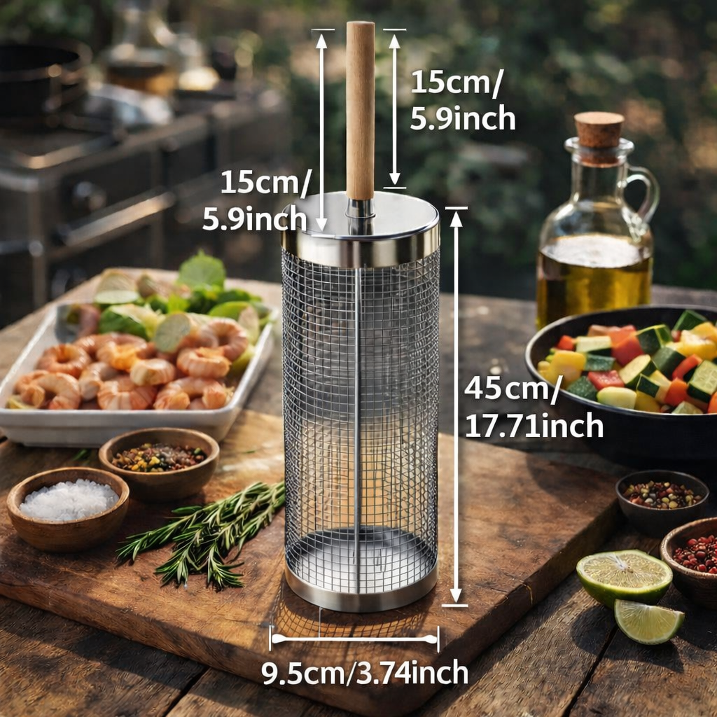 Stainless Steel Grill Basket for Small Foods – BBQ Grill Accessory for Even Cooking