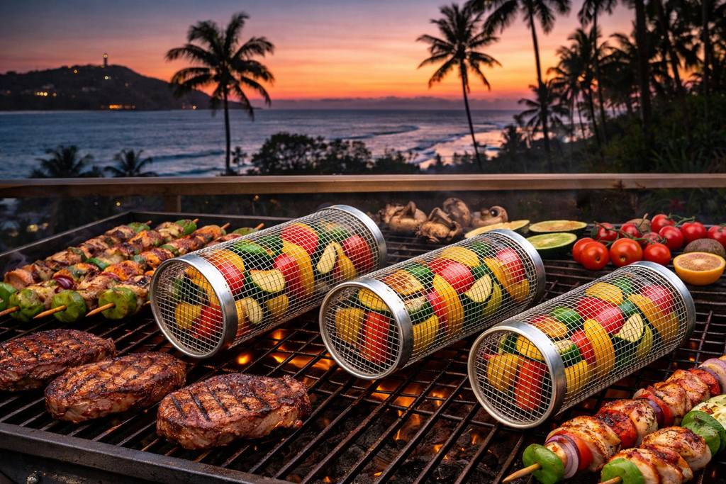 Rolling Grill Basket for Even Cooking – Stainless Steel Mesh Grill Accessory