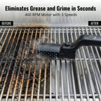 Cordless Electric Grill Brush with Adjustable Angle, 3-Speed Power Motor & Stainless Steel Head - Rechargeable, 90-Min Runtime, Waterproof Grill Cleaner for BBQ Grates & Griddles