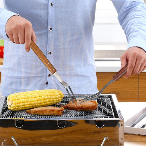 Carving Forks Stainless Steel Meat Fork with Wooden Handle Cooking Fork BBQ Fork Grill Fork Steak Fork for Kitchen Roast
