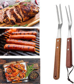 Carving Forks Stainless Steel Meat Fork with Wooden Handle Cooking Fork BBQ Fork Grill Fork Steak Fork for Kitchen Roast