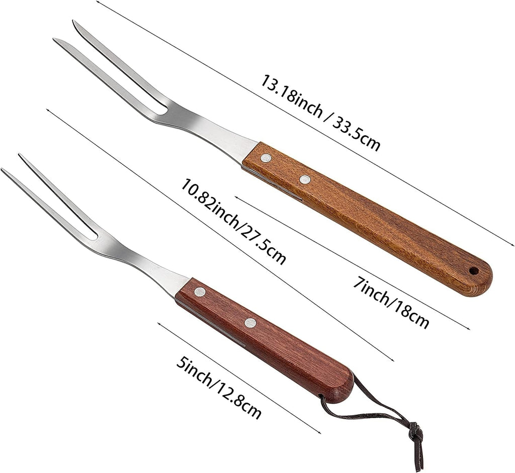 Carving Forks Stainless Steel Meat Fork with Wooden Handle Cooking Fork BBQ Fork Grill Fork Steak Fork for Kitchen Roast