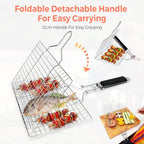 Folding Grilling Basket – Easy Flip Design for Vegetables, Fish & Shrimp
