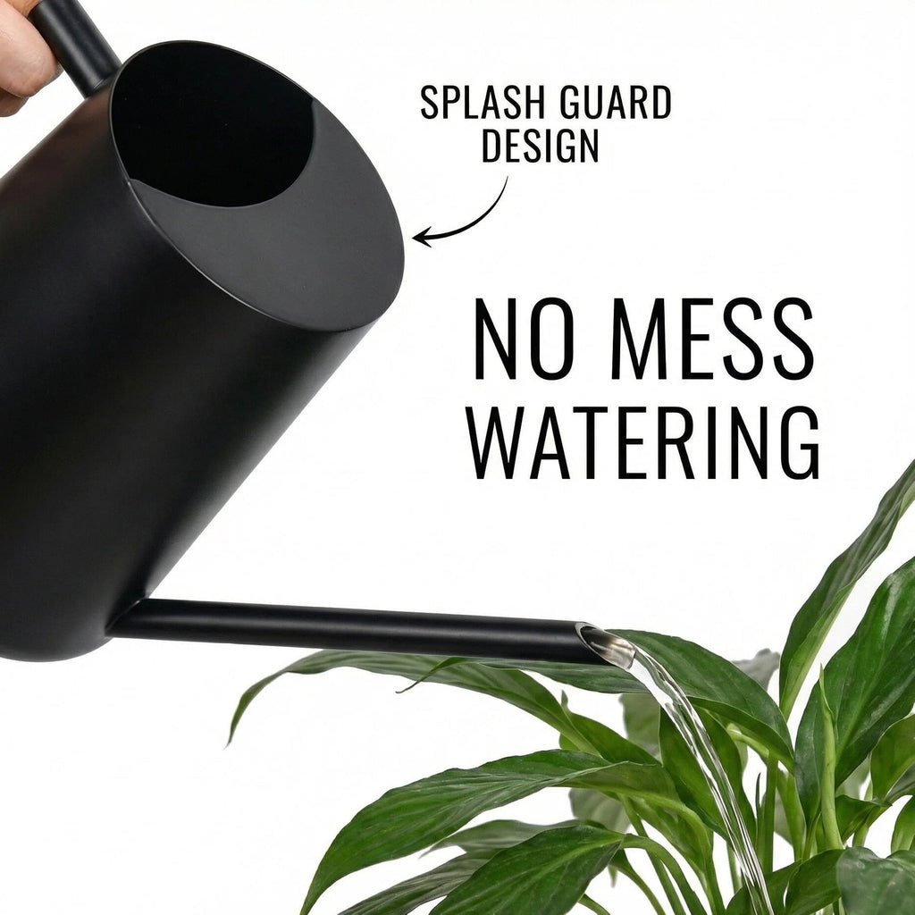 Watering Can for Indoor Plants Stainless Steel Modern Watering Can with Long Spout and Wooden Handle, 35Oz