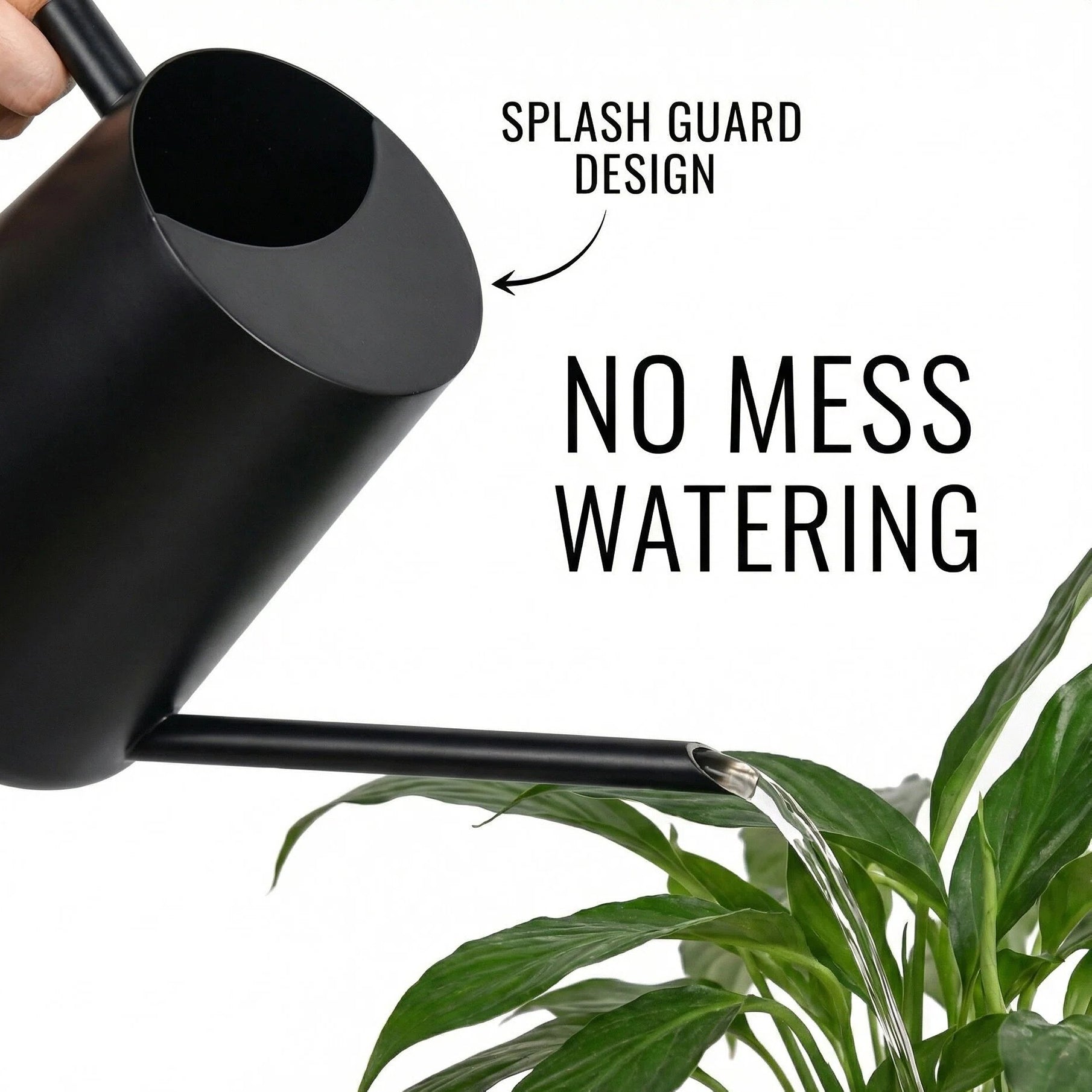 Watering Can for Indoor Plants Stainless Steel Modern Watering Can with Long Spout and Wooden Handle, 35Oz