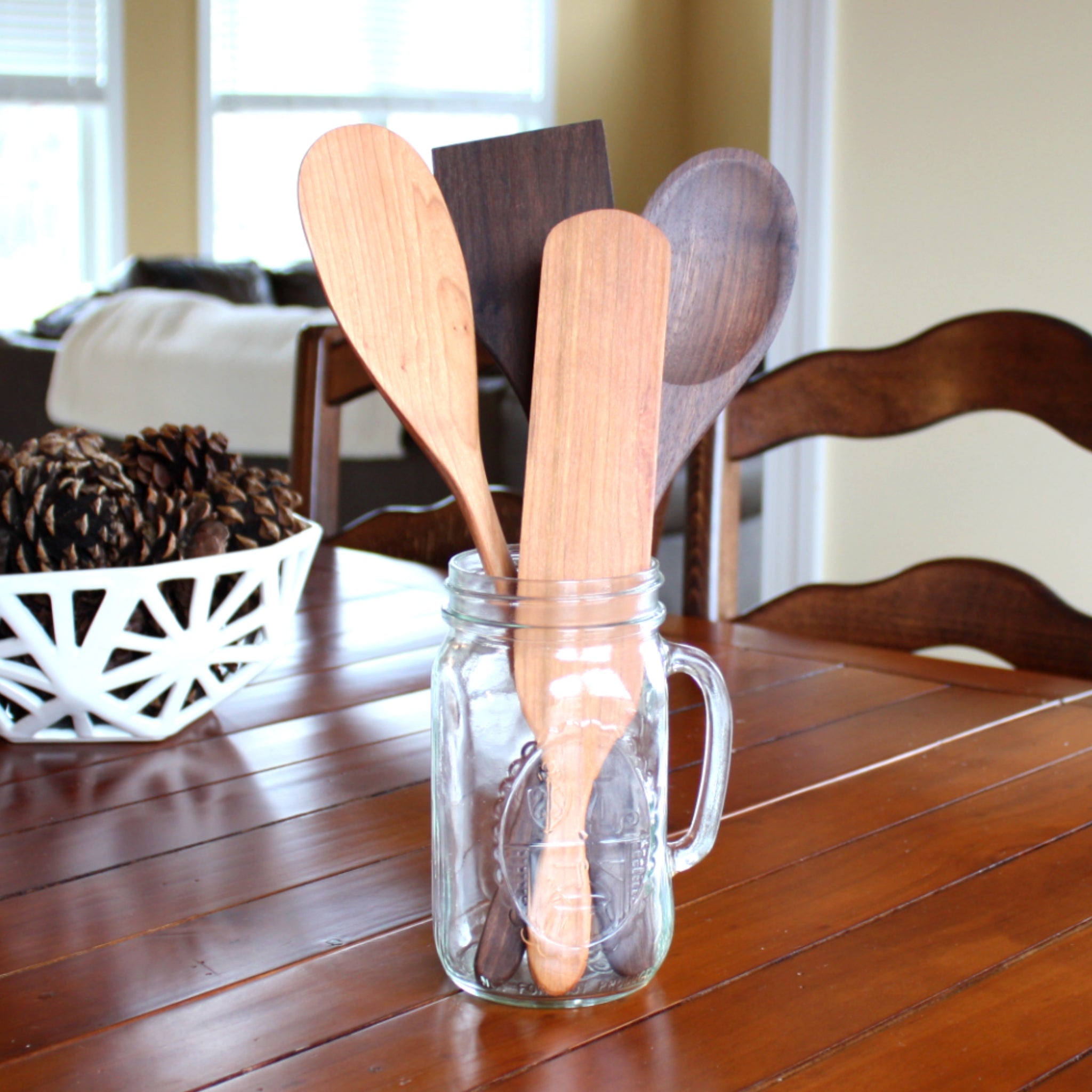 Wood Cooking and Serving Spoon with Long Handle for Kitchen Use